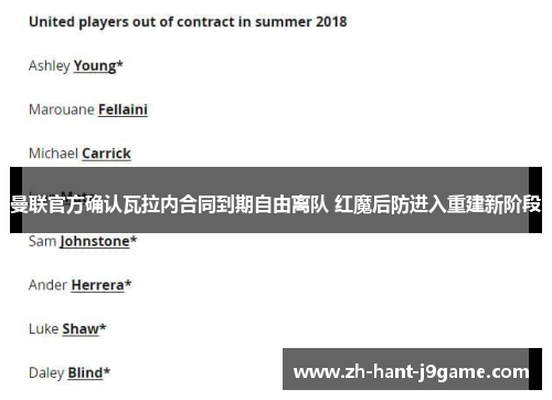 曼联官方确认瓦拉内合同到期自由离队 红魔后防进入重建新阶段